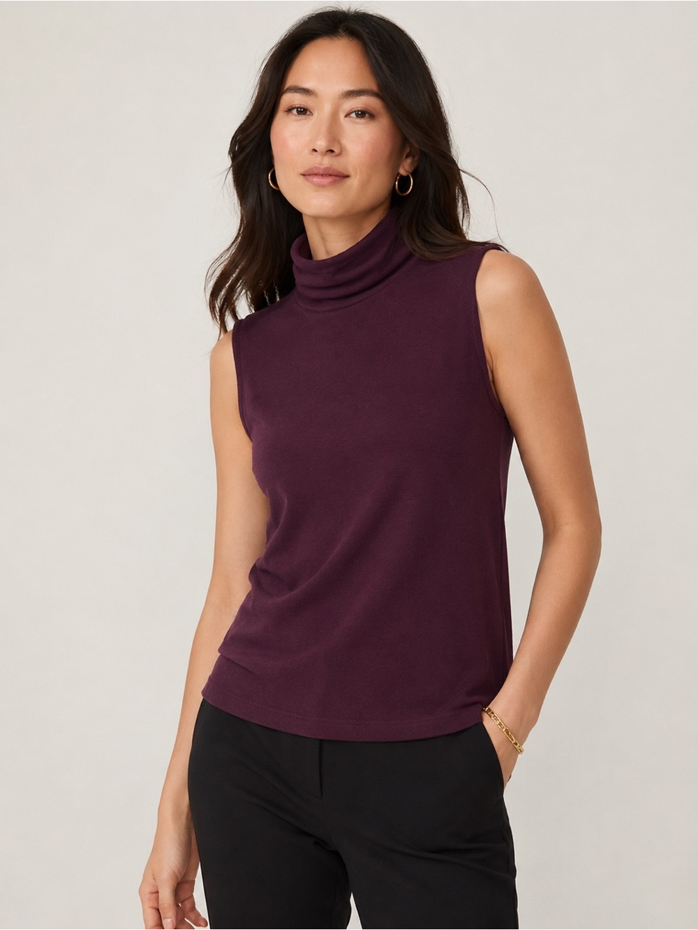 Vince Sleeveless Top Women M Turtleneck Pullover Tank Soft Knit Layer Minimalist